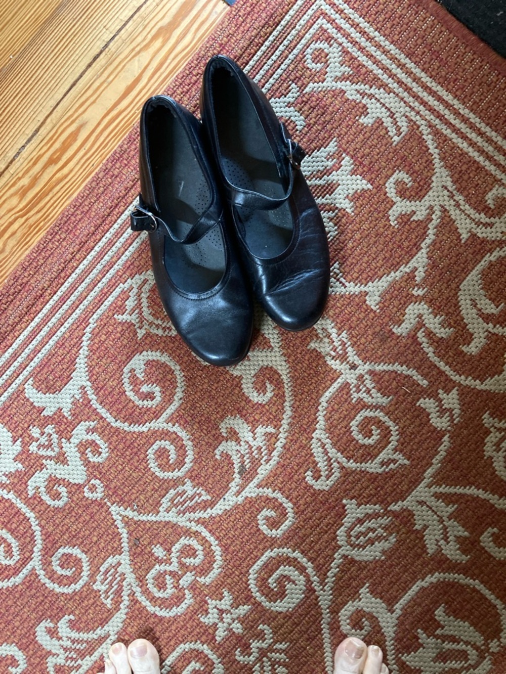 SAS Black Mary Jane Leather Flats